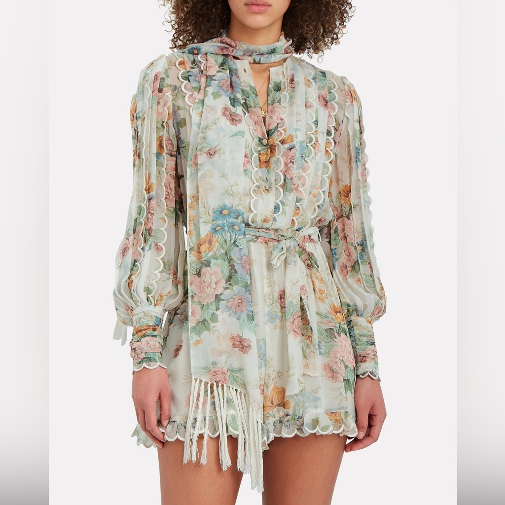 Zimmermann Scalloped Floral Playsuit - Size 1